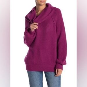 Free People Echo Beach Cowl Neck Sweater Pink‎ Size Extra Small Wool Blend